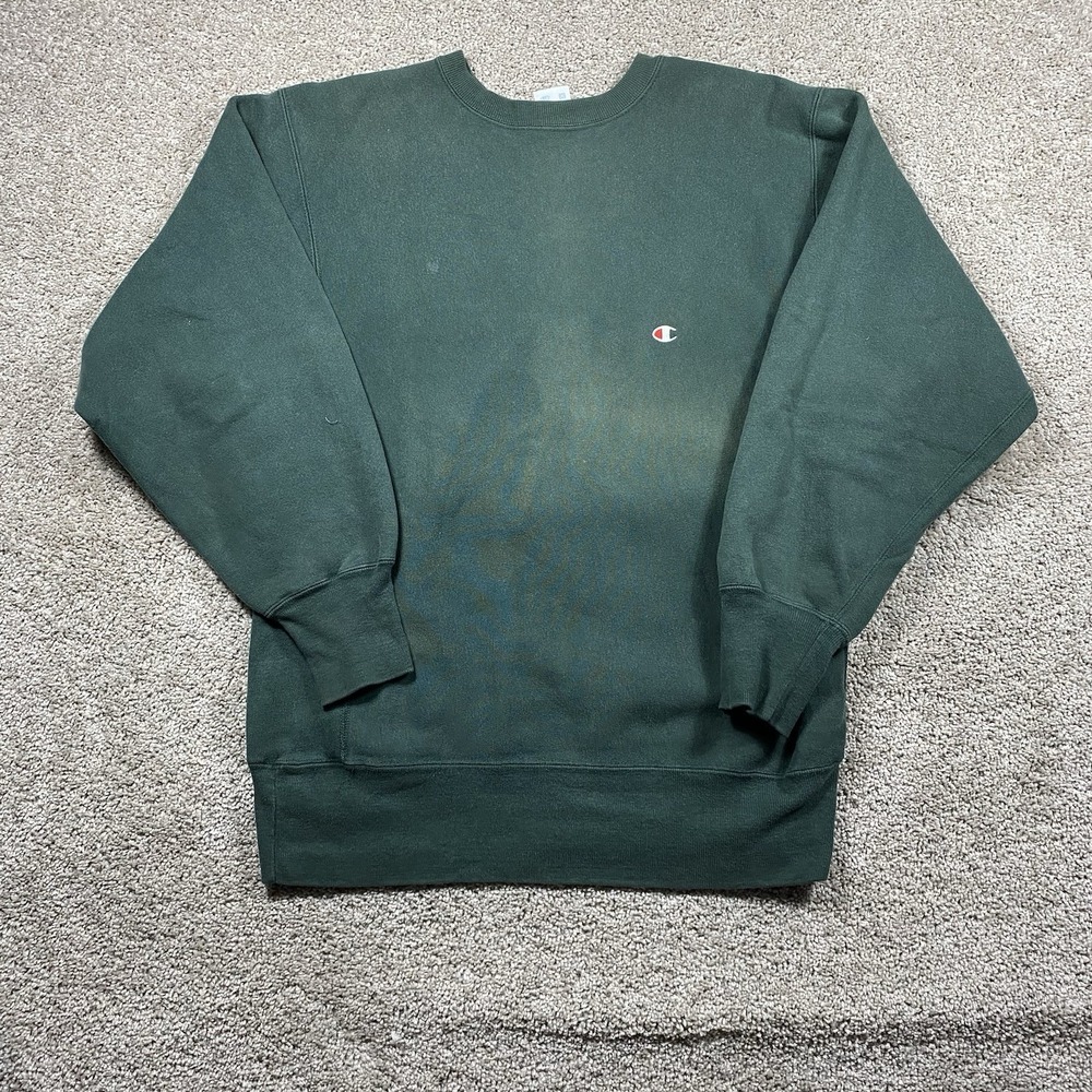 Vintage 90sโ Champion Reverse Weave Crewneck Sweatshirt Green Men's XL Made USA